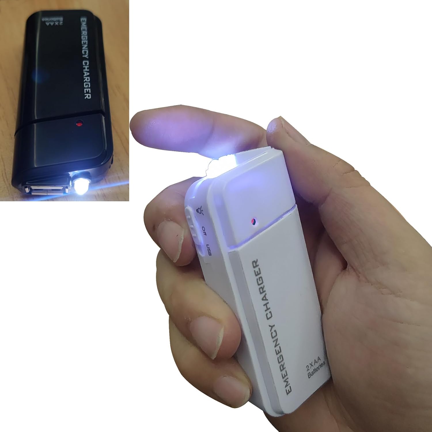 Battery Operated Phone Charger Emergency|USB Battery Powered Small Power Bank Portable 2 AA Batteries Powered Outlet. (White) - Image 6
