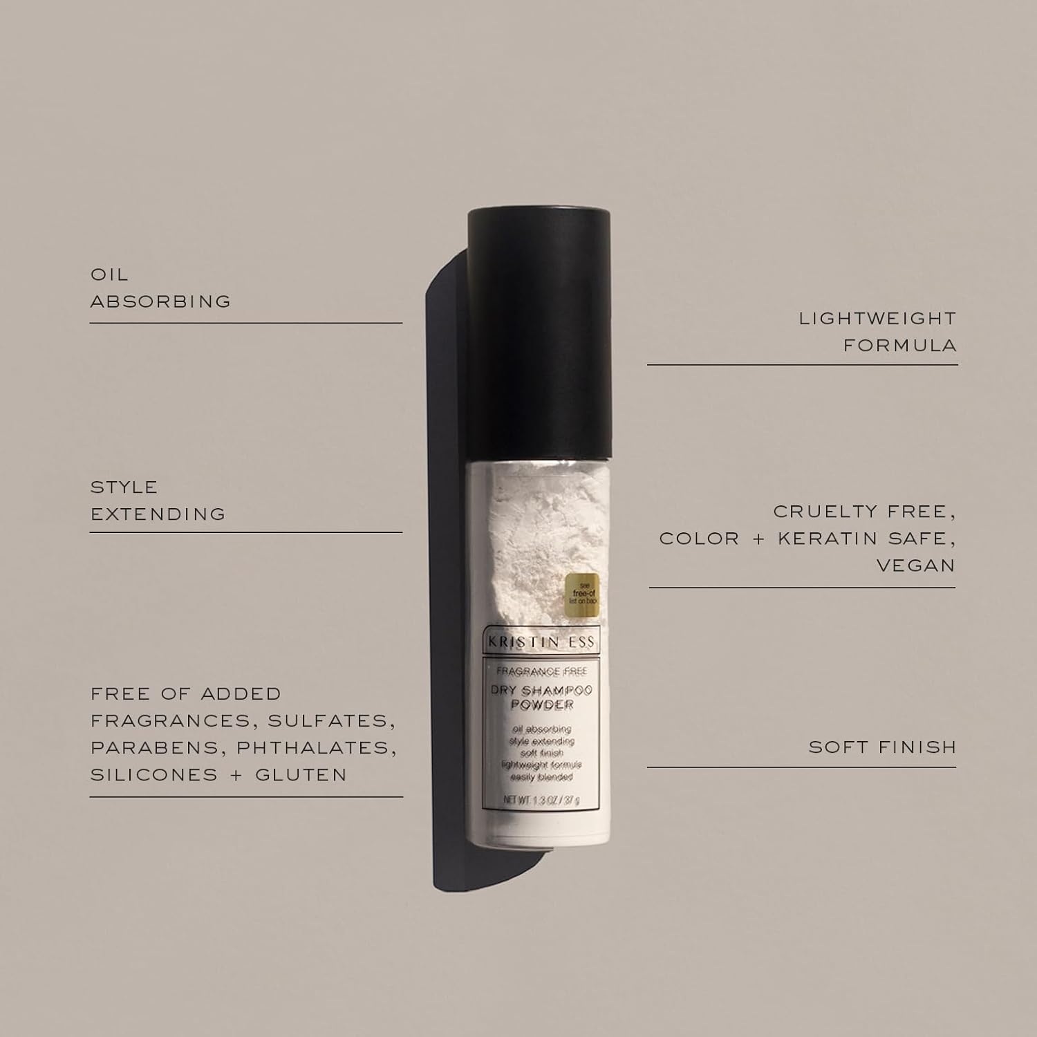 Kristin Ess Hair Dry Shampoo Non-Aerosol Powder for Oily Hair - Mattifying, Style Extending, Fragrance Free, Dry Shampoo for Men and Women, Easily Blended, Lightweight Formula, Vegan, 1.3 oz - Image 3