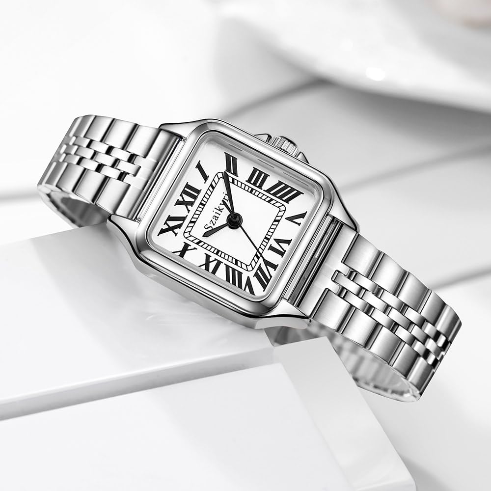 Szaikyri Classic Square Watches for Women with Roman Numerals Ladies Casual Dress Watch - Image 3