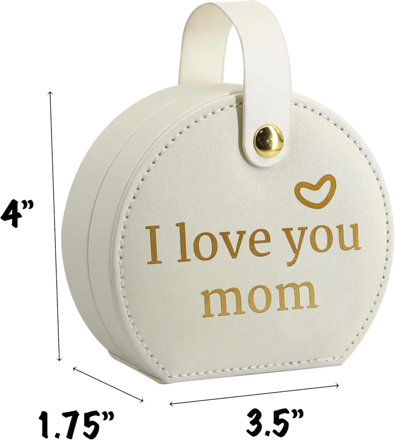 COLLECTIVE HOME - Travel Jewelry Case, Elegant Half-Moon Design with Heartfelt Message, Detachable Handle, Personalized Mother's Day Gift, Cherishing Special Moments (I love you mom) - Image 2