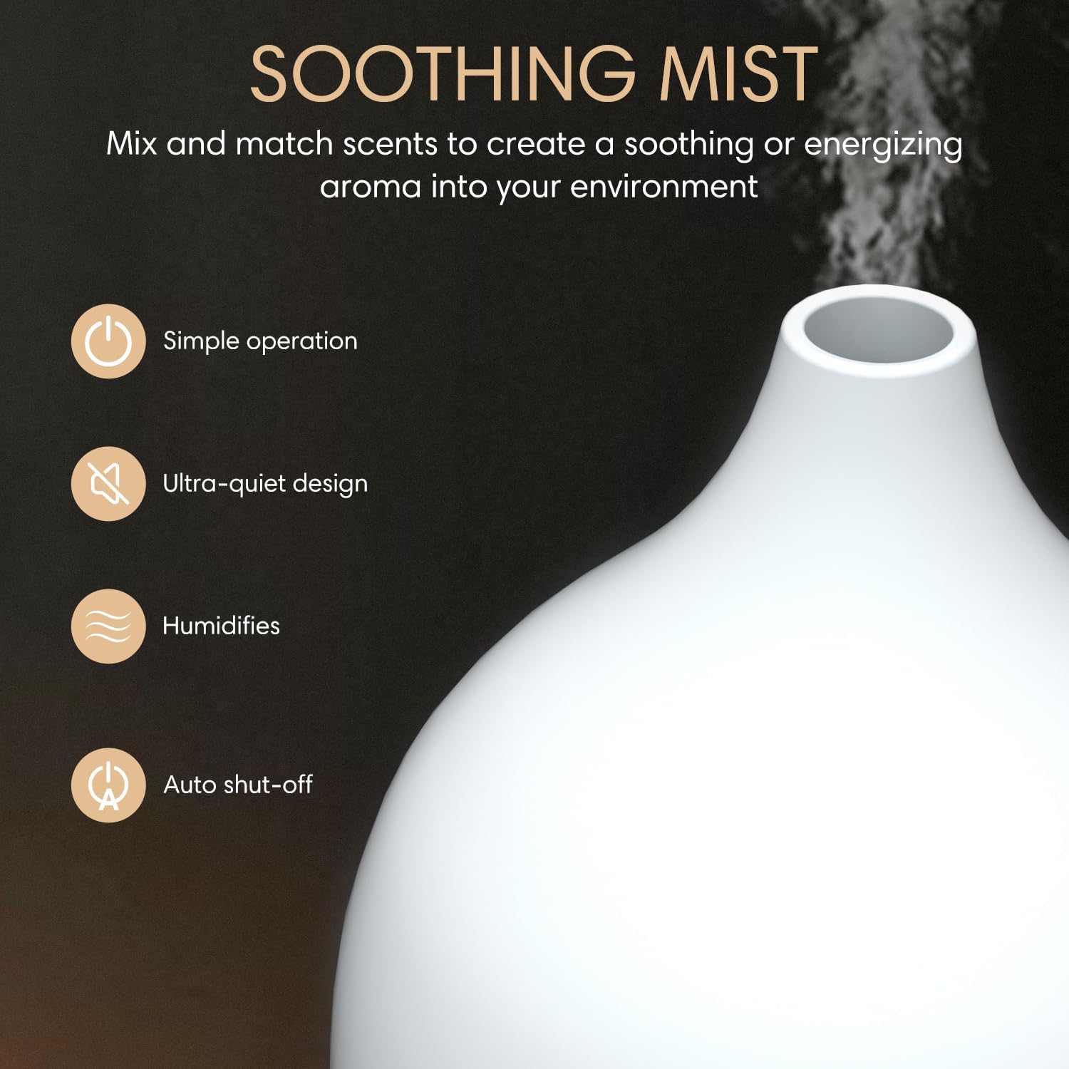 SALKING Essential Oil Diffuser (Set of 2), 100ml Small Aromatherapy Diffuser with Auto Shut-Off, Ultrasonic Diffusers for Essential Oils, Cool Mist Humidifier with Warm White Lights, for Office Home - Image 3
