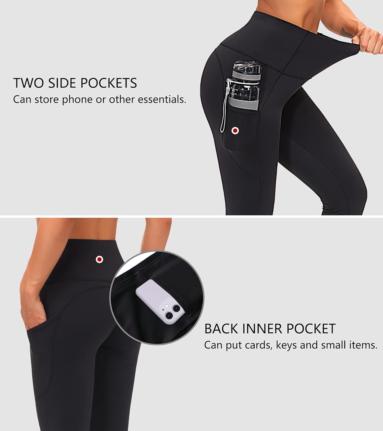 THE GYM PEOPLE Thick High Waist Yoga Pants with Pockets, Tummy Control Workout Running Yoga Leggings for Women - Image 4