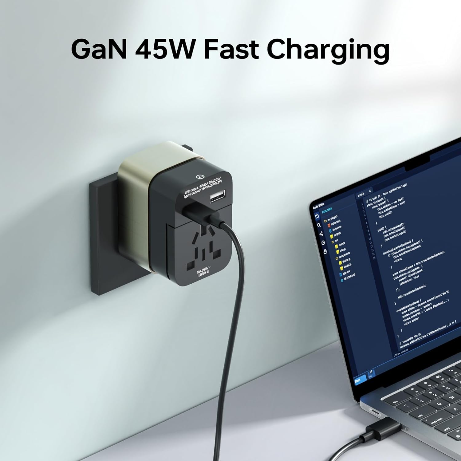 Universal Travel Adapter & Global Power Plugs & Outlets, GaN Fast Wall Charger with PD 3.0 USB-C & USB-A Ports, All-in-1 International Compact Adaptor for EU USA UK Aisa Hair Dryer Steam Iron Laptop - Image 5
