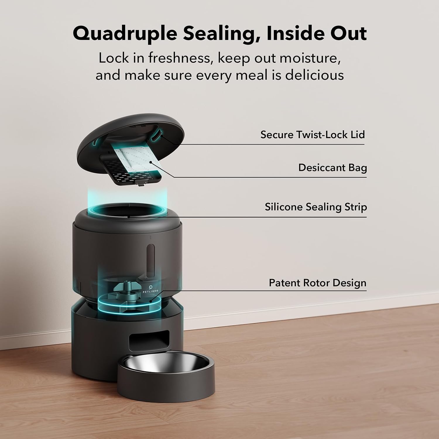 PETLIBRO Automatic Cat Feeder, 5G WiFi Pet Feeder with Freshness Preservation, Timed Cat Feeders for Dry Food, Up to 48 Portions 10 Meals Per Day, Granary Pet Feeder for Cat/Dog - Image 6