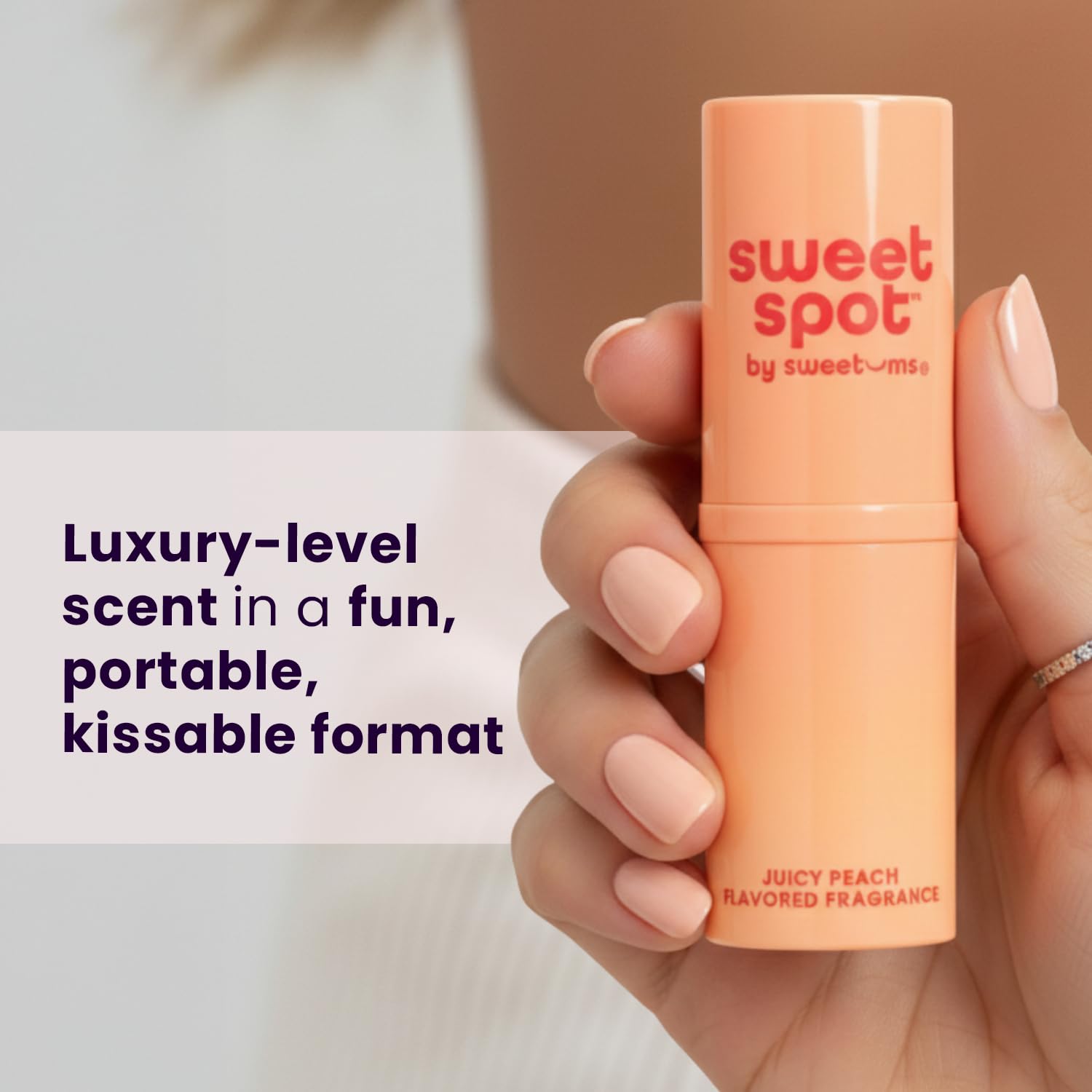 SweetSpot Flavored Solid Perfume Stick, Portable Travel Perfumes for Women, Long Lasting Fragrances, Non Sticky Formula, Natural Ingredients, Fragrance Stick (Peach) - Image 4