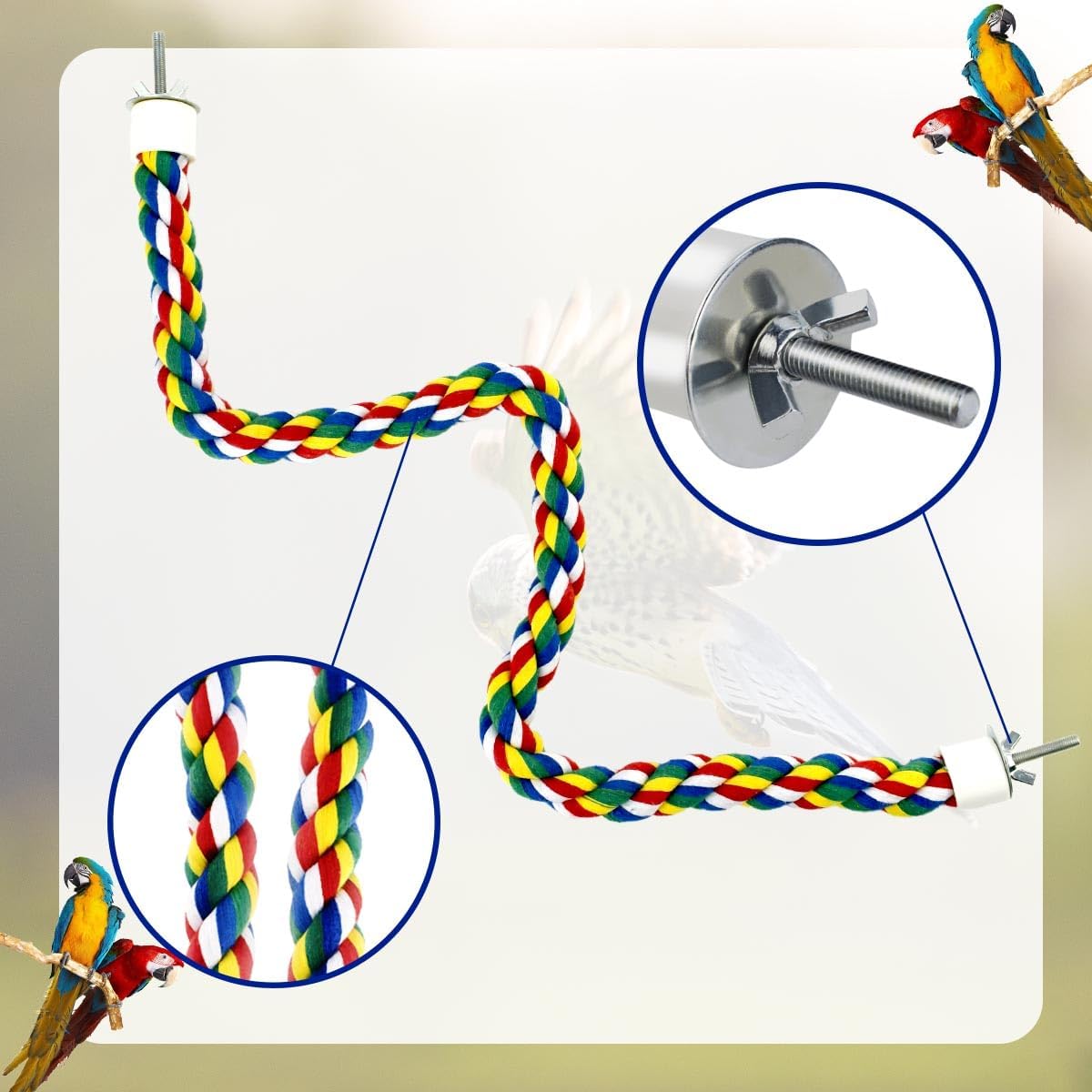 Bird Bungee Climbing Swing - Colorful Parakeet Rope Perch (23.6 Inches) - Image 4