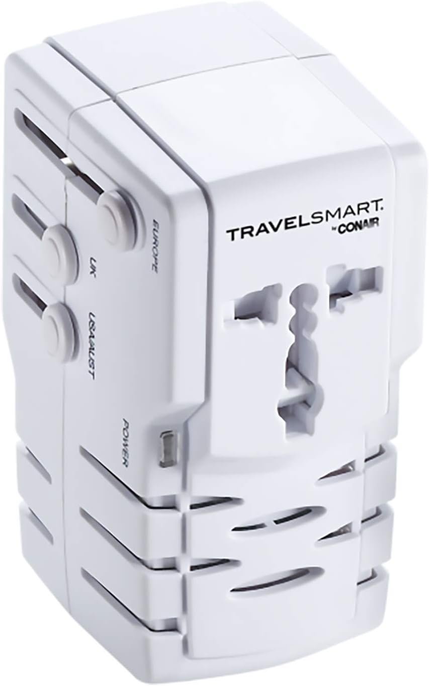 Conair Voltage Converter and Universal Travel Adapter, European Travel Plug Adapter, Univerasal Adapter Plug Converter for Travel, 1 Piece Set