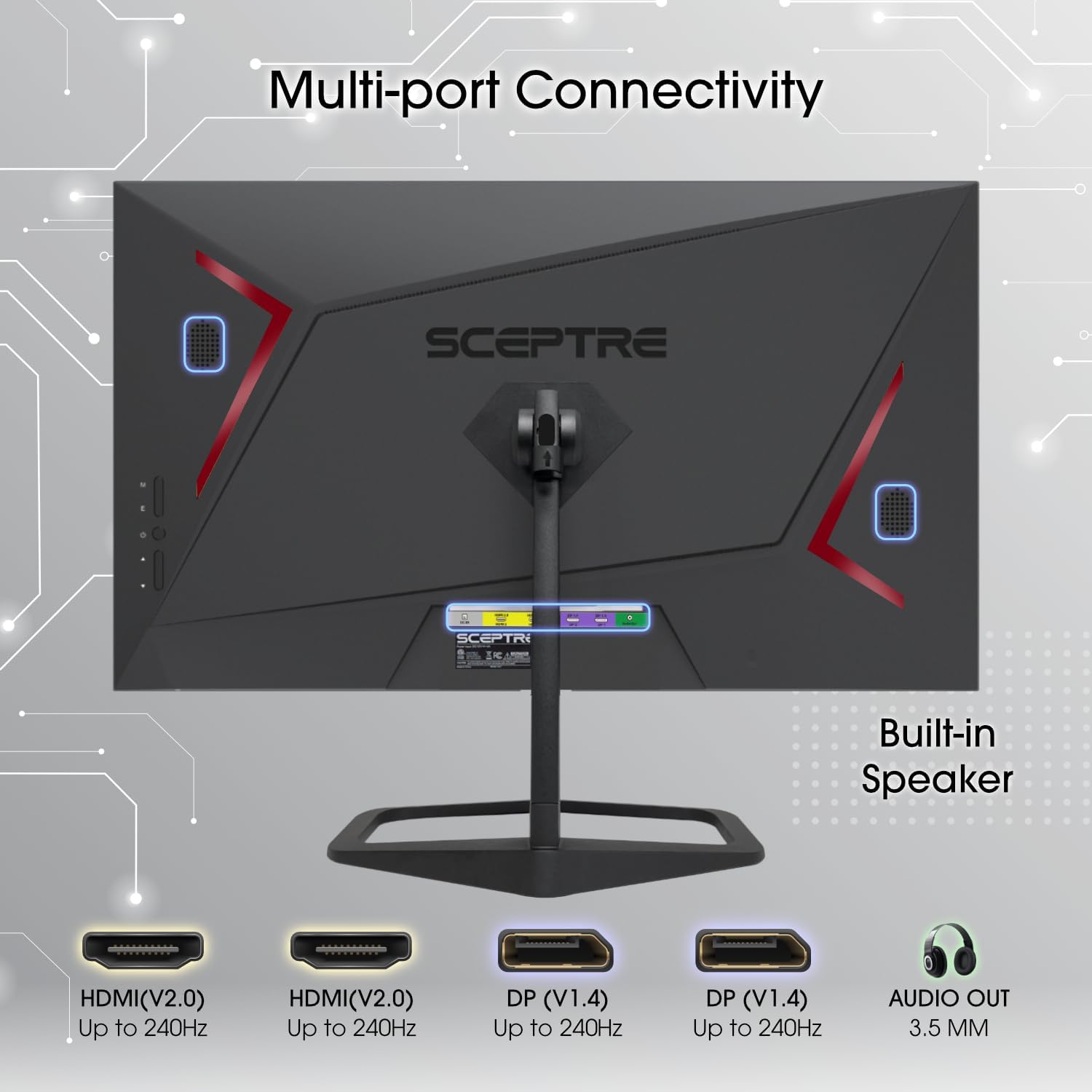 New! Sceptre 24.5-inch Gaming Monitor 240Hz 1ms DisplayPort x2 HDMI x2 100% sRGB AMD FreeSync Premium Build-in Speakers, Machine Black 2026 (E255B-FWD240 Series) - Image 5