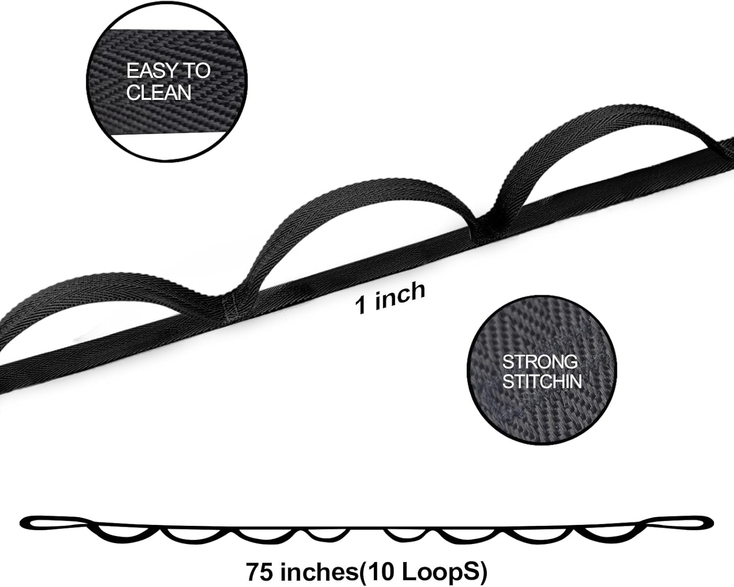 Premium Durable Stretch Straps with Loops, Stretching Strap for Physical Therapy, Multi-Loop Yoga Strap Fitness Exercise Strap for Yoga, Pilates, Dance, Flexibility&Exercise - Image 2