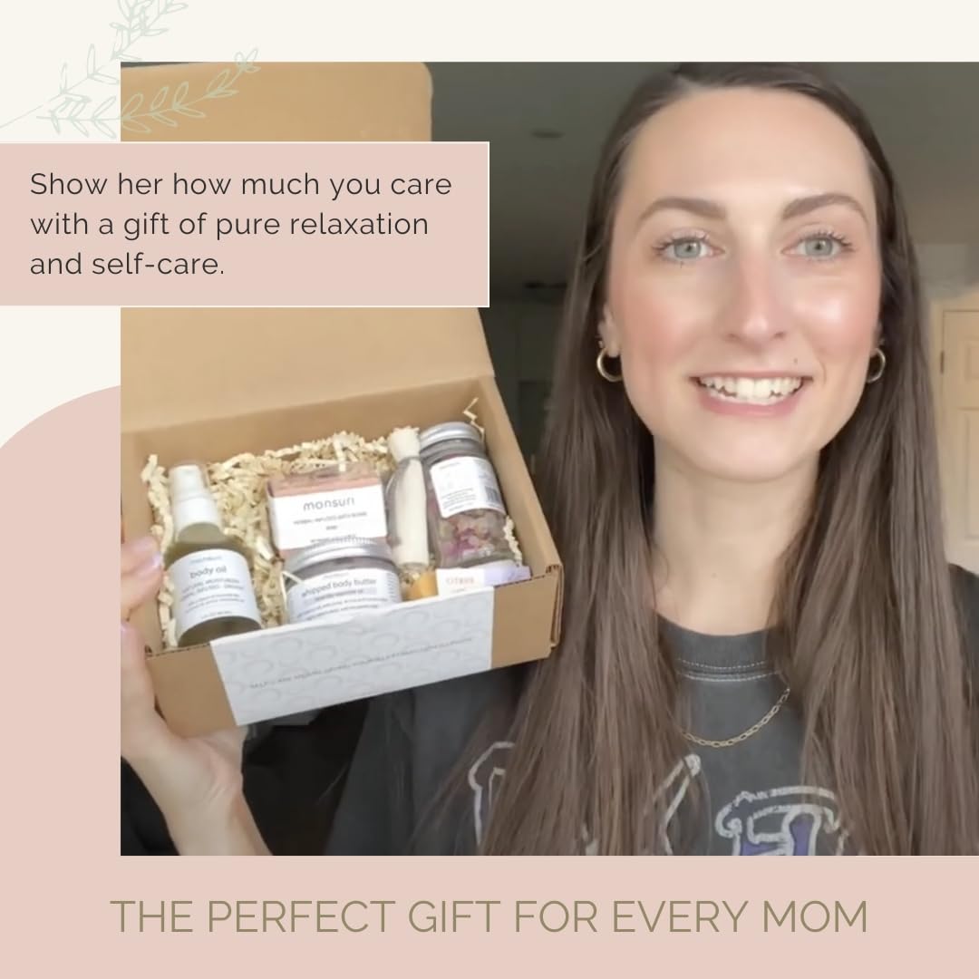 Self Care Gift Basket for Mom: New Mommy Care Package Pampering Gift Set with Bath Accessories and Natural Skincare Products. Our Spa Day Kit for Women is the ideal Birthday Gift Basket for her. - Image 9