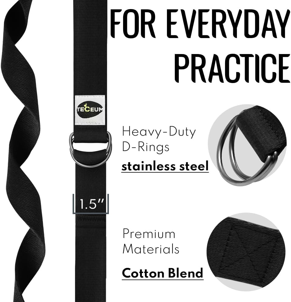 TECEUM Yoga Strap & Mat Strap – 2 IN 1 – Cotton – 6 ft 8 ft 10 ft (30+ colors) – Adjustable Non-Slip Belt for Yoga, Pilates, Stretching, Physical Therapy, Fitness & Home Workout – For Carrying Mats - Image 5