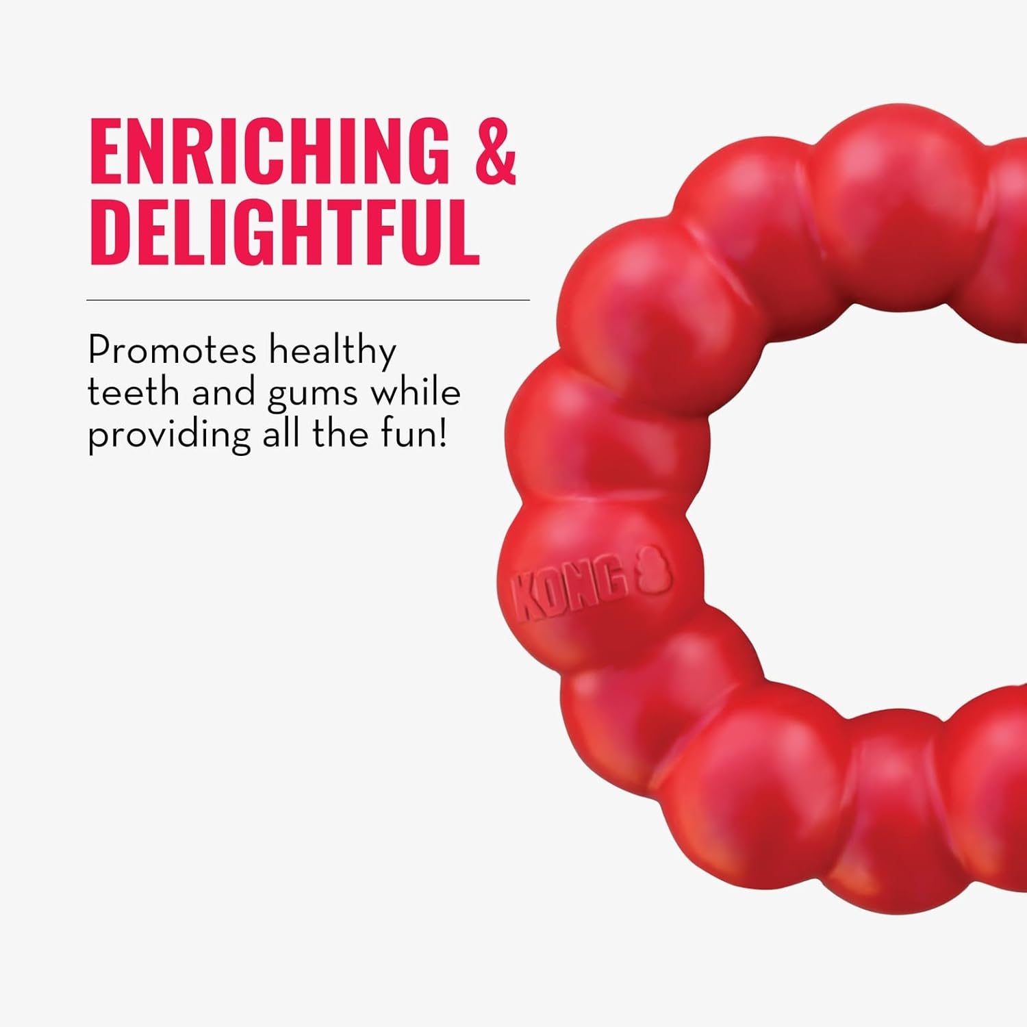 KONG Ring - Natural Rubber Ring Toy for Healthy Chewing Habits - Chew Toy Supports Dog Dental Health - Dog Toy Supports Instincts During Playtime - for Medium/Large Dogs - Image 7