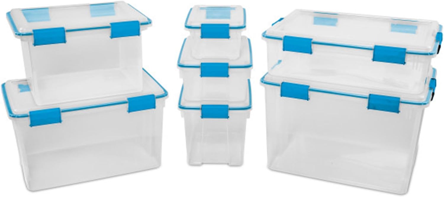 Sterilite 4-Pack 54 Quart Gasket Box, Home Storage Organizer Bins with Lids - Stackable Clear Plastic Containers for Bedroom, Bathroom, Garage, Basement, or Attic - Image 9