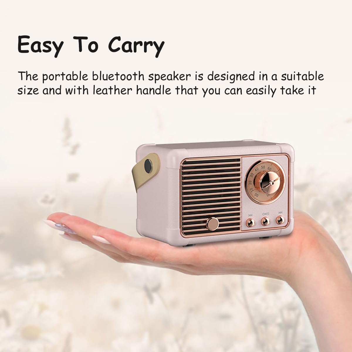 Retro Bluetooth Speaker, Portable Wireless Speaker with Crystal Clear Stereo Sound Rich Bass, Best Birthday Gifts Ideas for Women Teenage (Pink) - Image 5