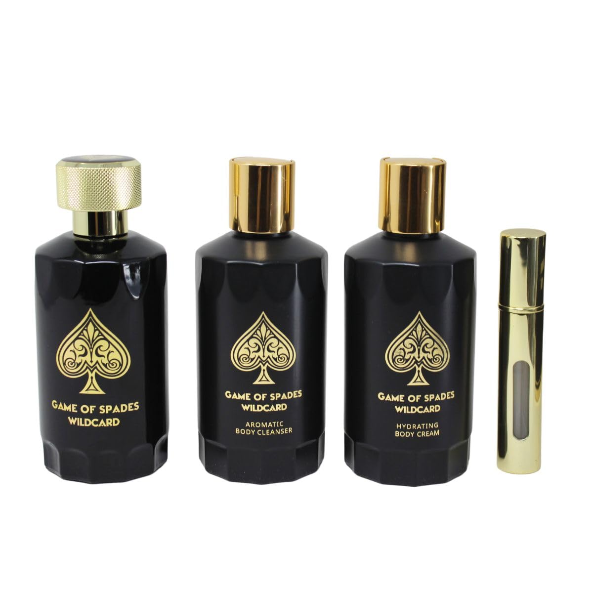 Jo Milano Game of Spades Wildcard 4-Piece Gift Set Unisex, (3.4 Oz Parfum Spray + 6.8 Oz Body Cleanser + 6.8 Oz Body Cream + 0.27 Oz Refillable Atomizer) - Image 4