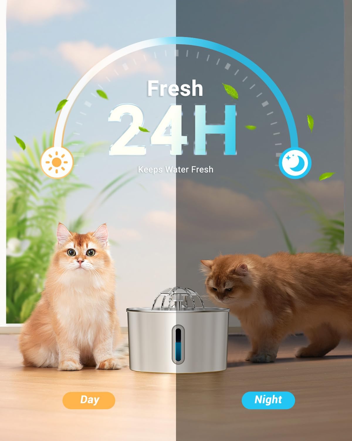 Cat Water Fountain Stainless Steel - 74oz/2.2L Pet Gift Dog Water Dispenser Automatic Silent Cats Dispenser for Drinking Indoor Metal Kitty Spout Fountains with 3 Filters & 3 Sponges Cat Dogs Gifts - Image 6