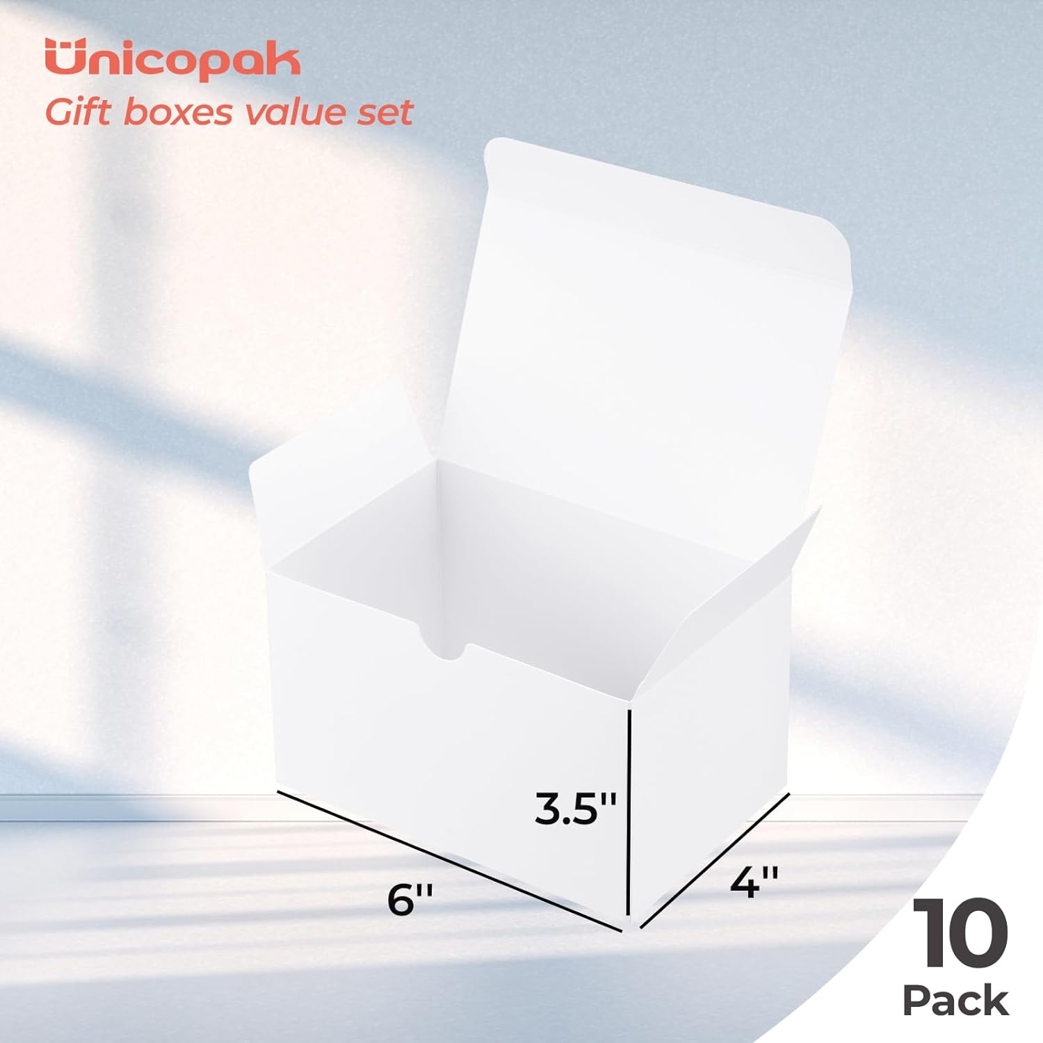 UnicoPak 10 Pack 6x4x3.5 Small Gift Boxes White Gift Boxes with Lids for Presents Bulk for Candle Mug Perfume Craft Ornaments Cookies Treats Favors - Image 2