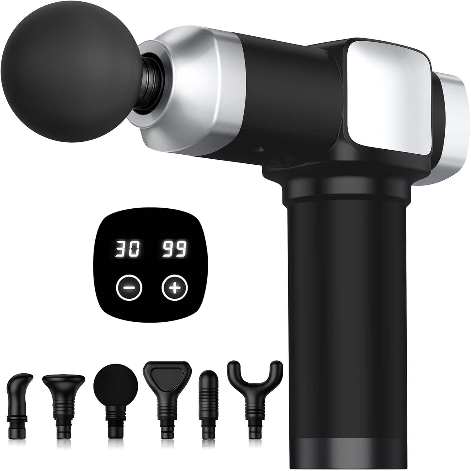 Deep Tissue Massage Gun, Portable Percussion Electric Muscle Massager for Pain Relief, Handheld Massagers with 30 Speeds & 6 Attachments for Back and Neck, Gifts for Men Women