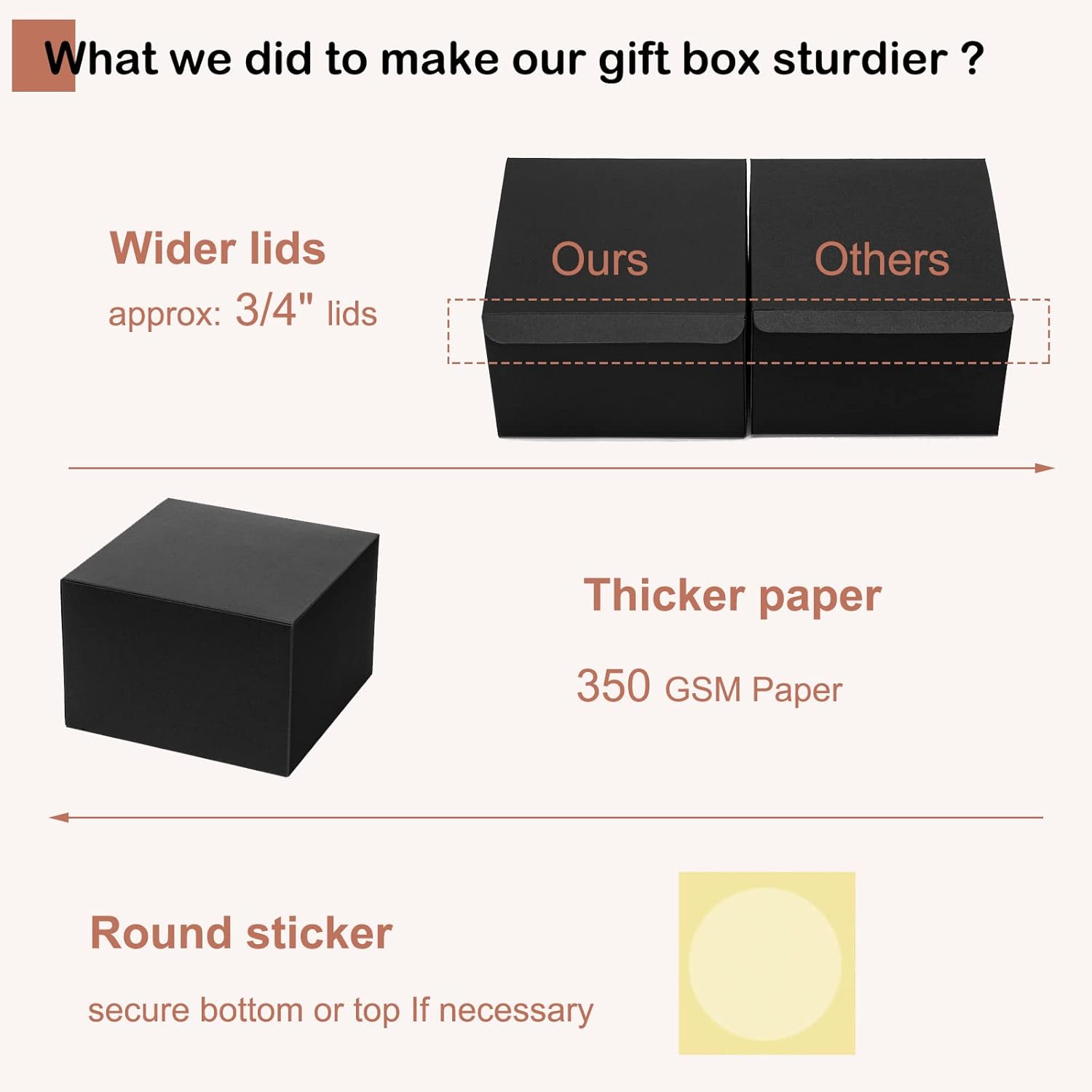 Mcfleet Black Gift Boxes with Lids 6x6x4 Inches 10 Pack Groomsmen Proposal Cardboard Craft Small Gift Box for Christmas, Wedding, Graduation, Holiday, Birthday Presents Packaging - Image 3