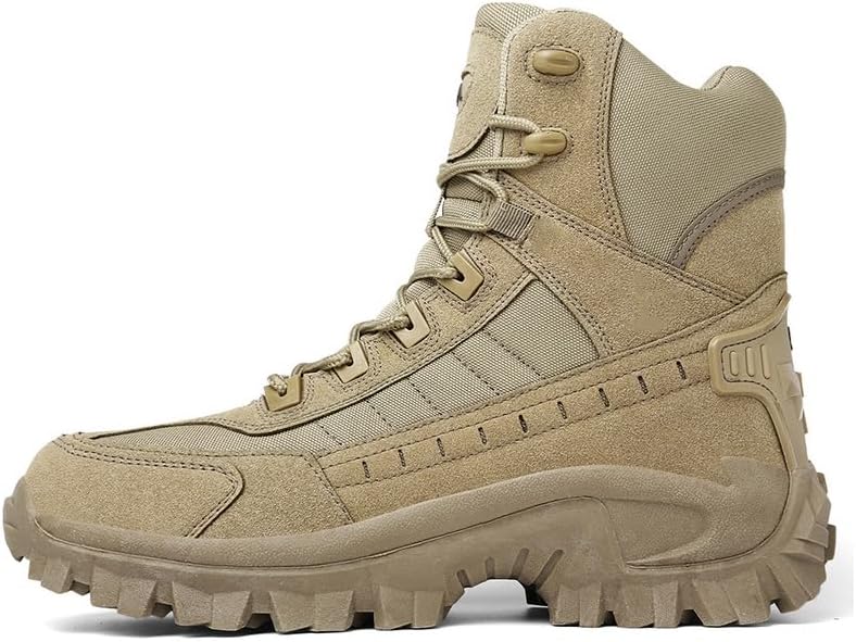 Men’s Lightweight Tactical Hiking & Work Boots with Side Zipper – Waterproof PU Outdoor Walking Boots with Traction Outsole - Image 2