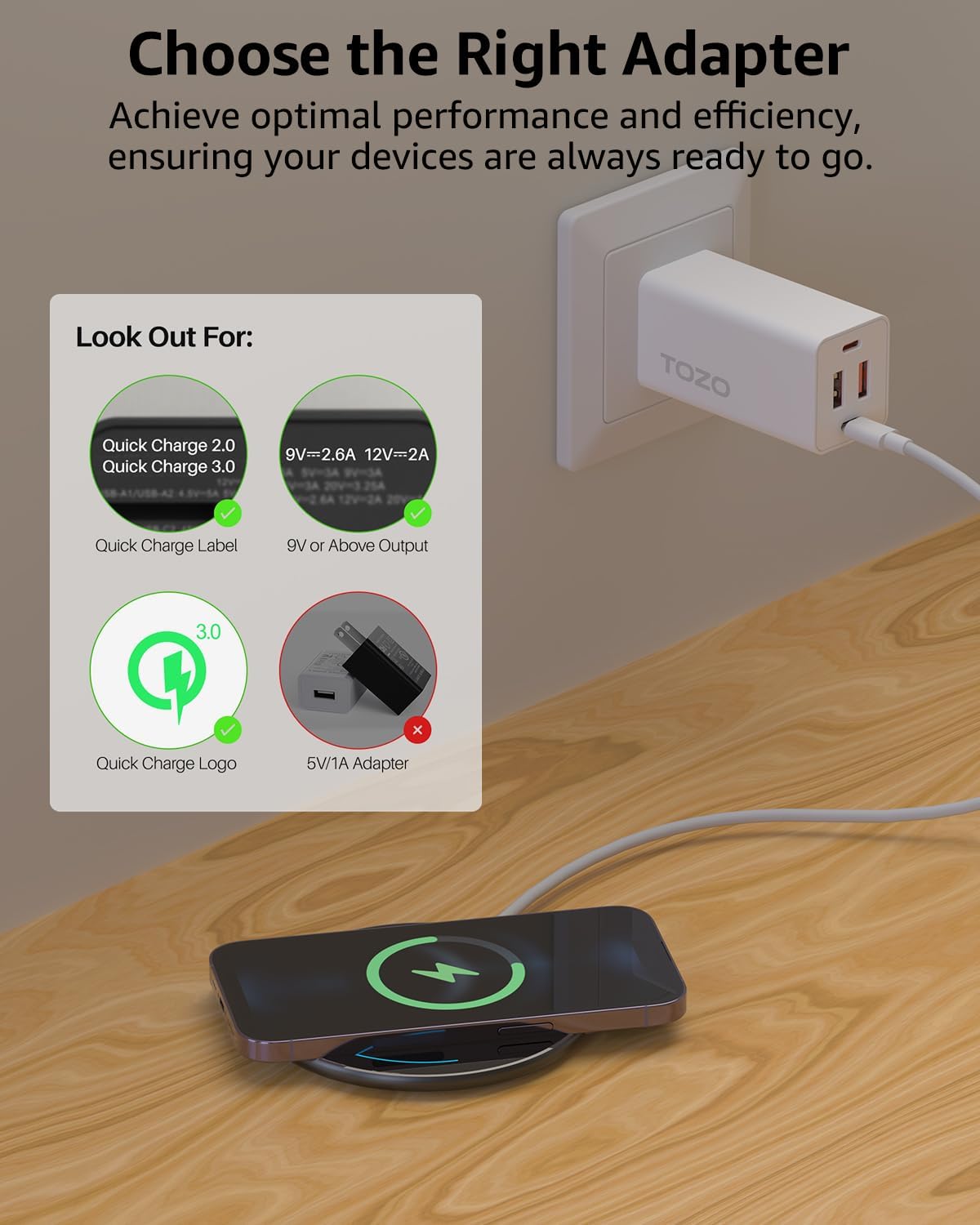 TOZO W1 New Anti-Slip Aircraft-Grade Aluminum Wireless Charger 15W Max Fast Wireless Charging Pad Compatible with iPhone 17/17 Pro/17 Pro Max/Air/16/15/14/SE Series, Samsung Galaxy S25/S24/S23, Black - Image 4