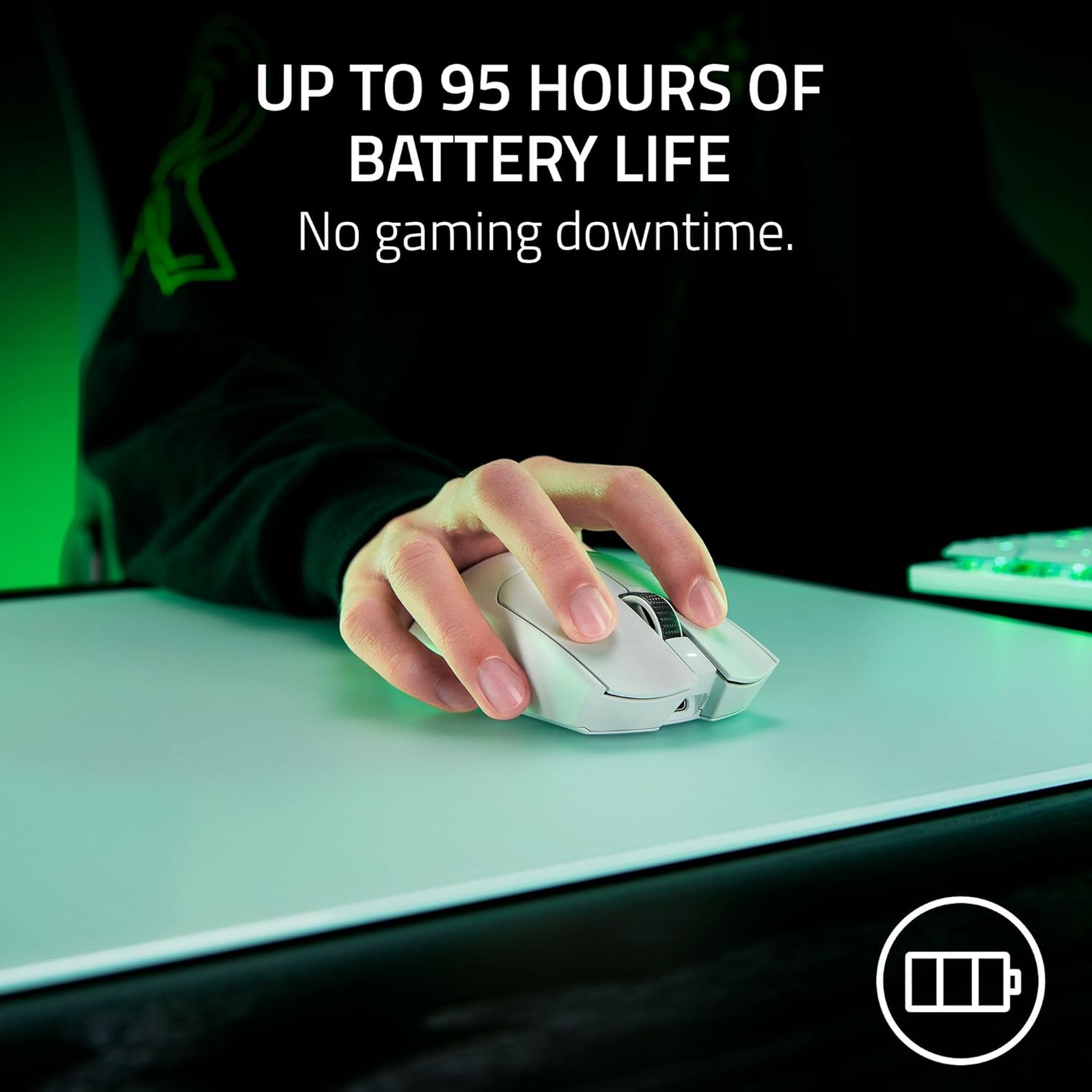 Razer Viper V3 Pro Wireless Esports Gaming Mouse: Symmetrical - 55g Lightweight - 8K Polling - 35K DPI Optical Sensor - Gen3 Optical Switches - 8 Programmable Buttons - 95 Hr Battery - White - Image 8