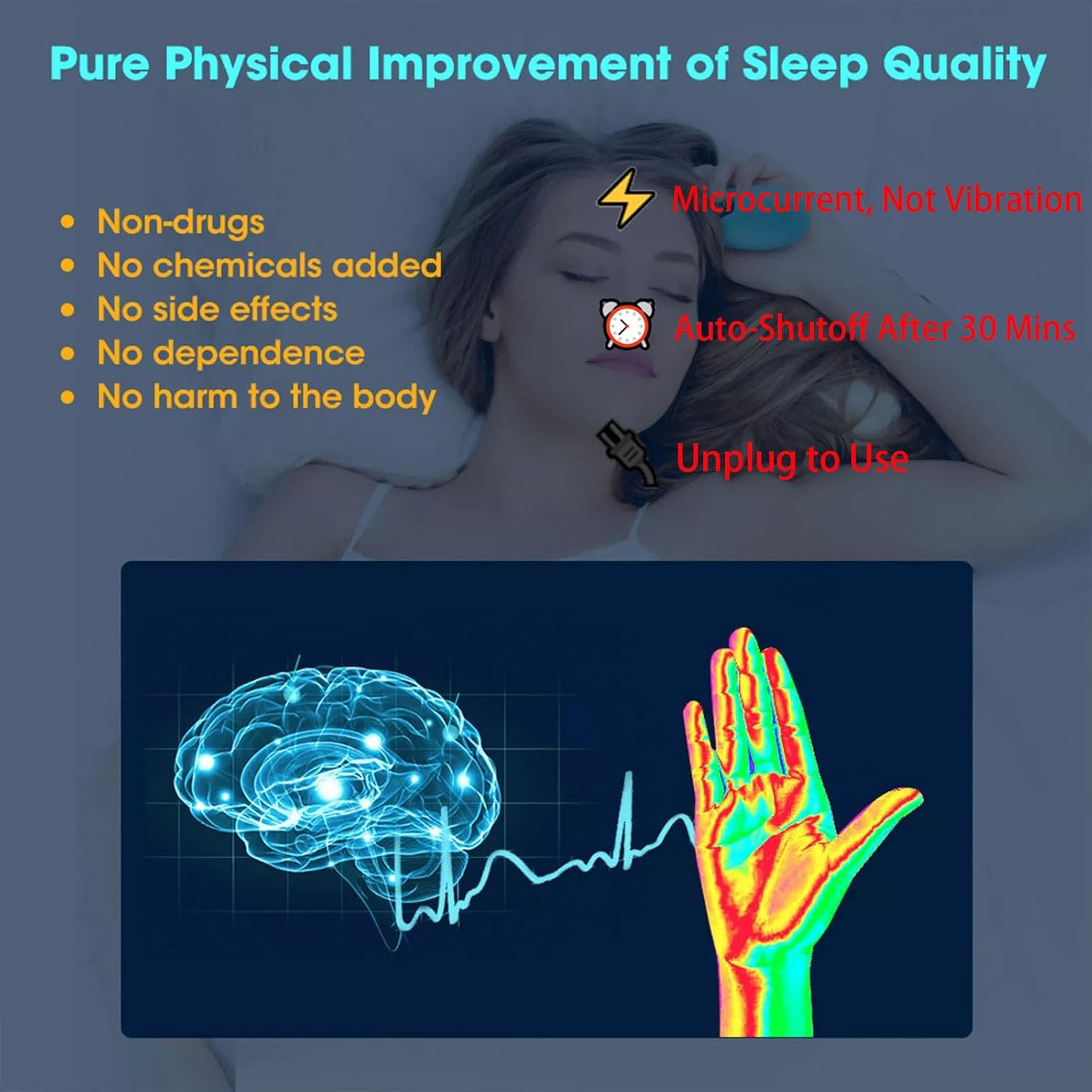 Neurocontrol Dispositivo para Ansiedad, Sleep Aid Device for Improved Mood and Focus Attention, Hand Held Nighttime, Easy to Carry (Black, 1Pcs) - Image 3