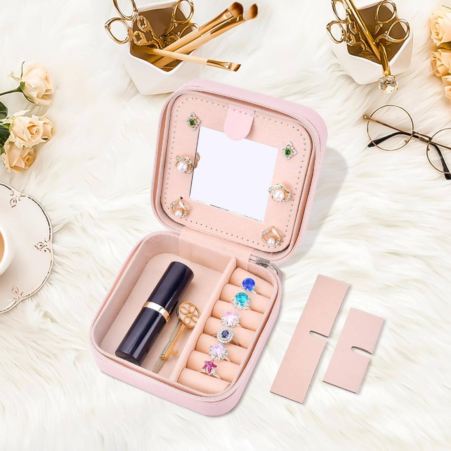 Personalized Birthday Gifts for Women, Christmas Gifts for Mom Teacher,Sisters Gifts from Sister, Travel Jewelry Case Box Organizer for Wife Daughter Aunt Friend Grandma, Initial M - Image 6
