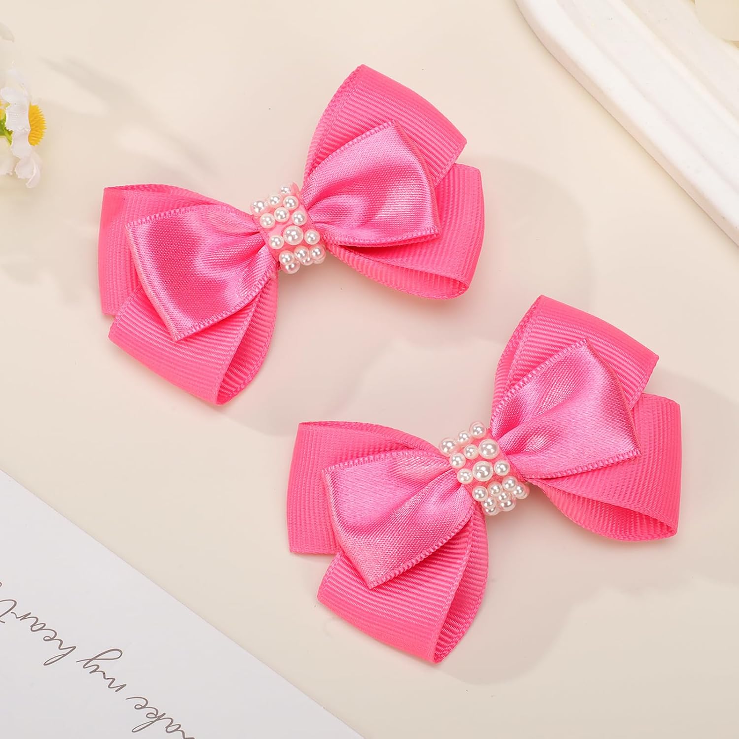 KISZU 3 Inch Hair Bows Clips Grosgrain Ribbon Alligator Clips Hair Accessories for Girls Toddler Kids Children Teens Women - Hot Pink - Image 5
