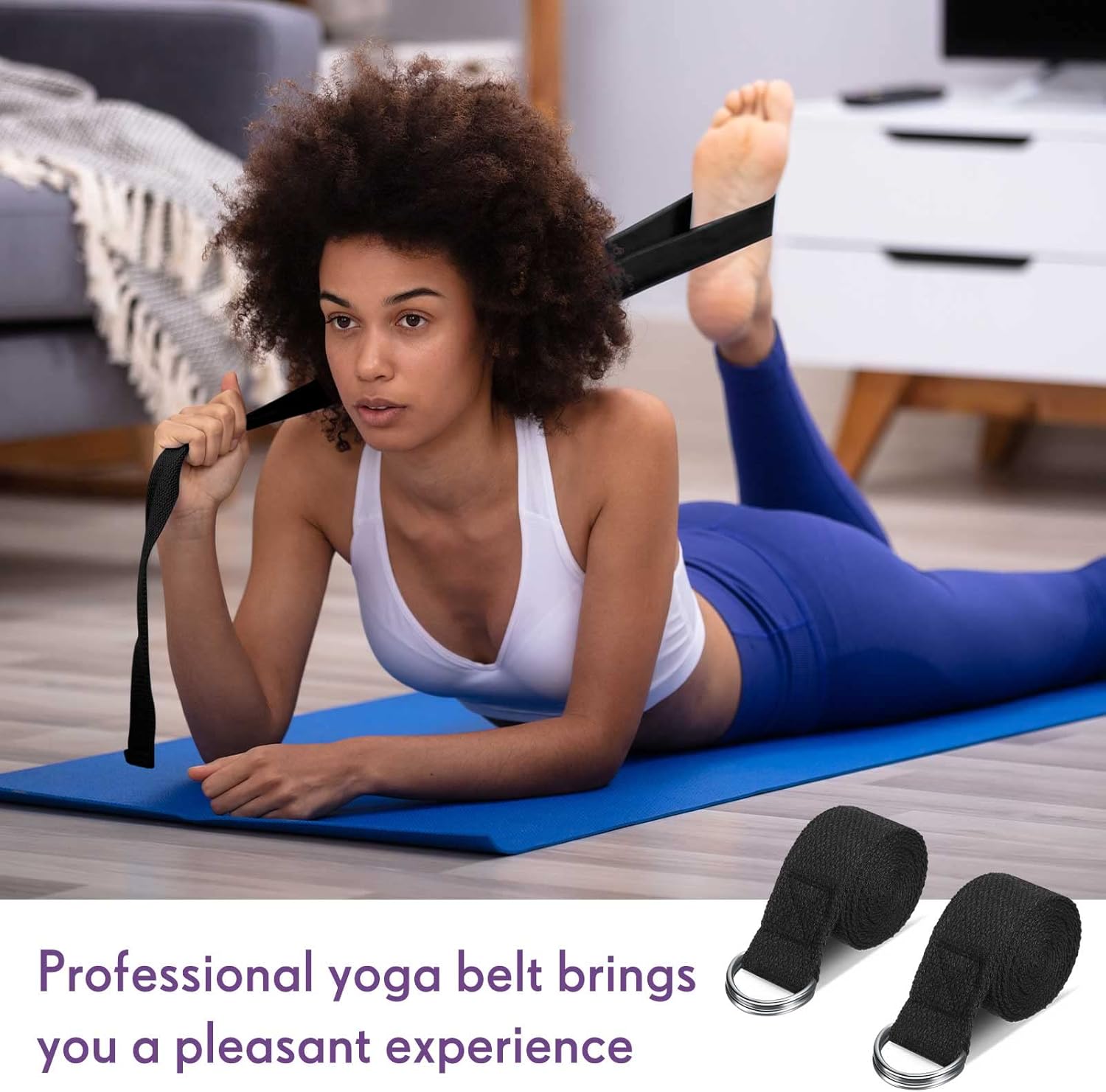 Jerify Yoga Strap for Stretching Bulk 6ft Exercise Stretch Band with Metal D Ring Adjustable Pilates Non Elastic Yoga Belt for Women Men Physical Fitness Gym Workout Dance - Image 2
