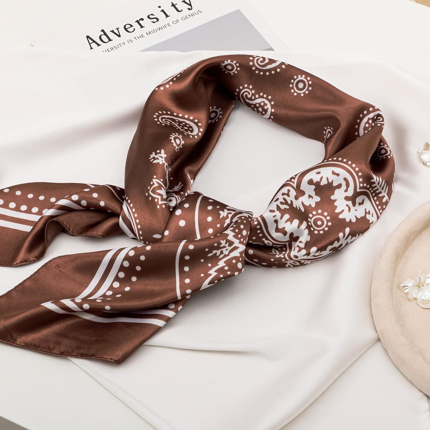 HBselect 4PCS Head Scarf for Women 35” Head Scarves Silk Like Satin Neck Scarfs Square Bandana Hair Wraps Scarf for Sleeping - Image 4