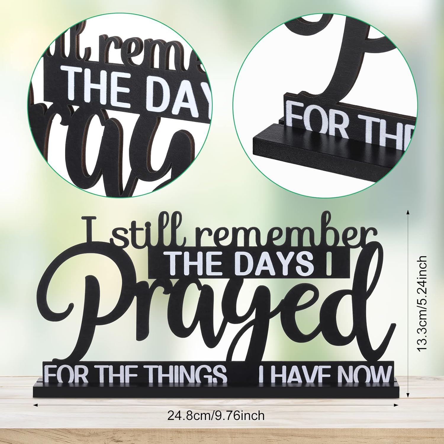 Jetec I Still Remember The Days I Prayed Sign Inspirational Table Blessed Signs Motivational Decor Farmhouse Table Home Centerpieces Faith Wooden Shelf for Living Room Office(Classic Style) - Image 2