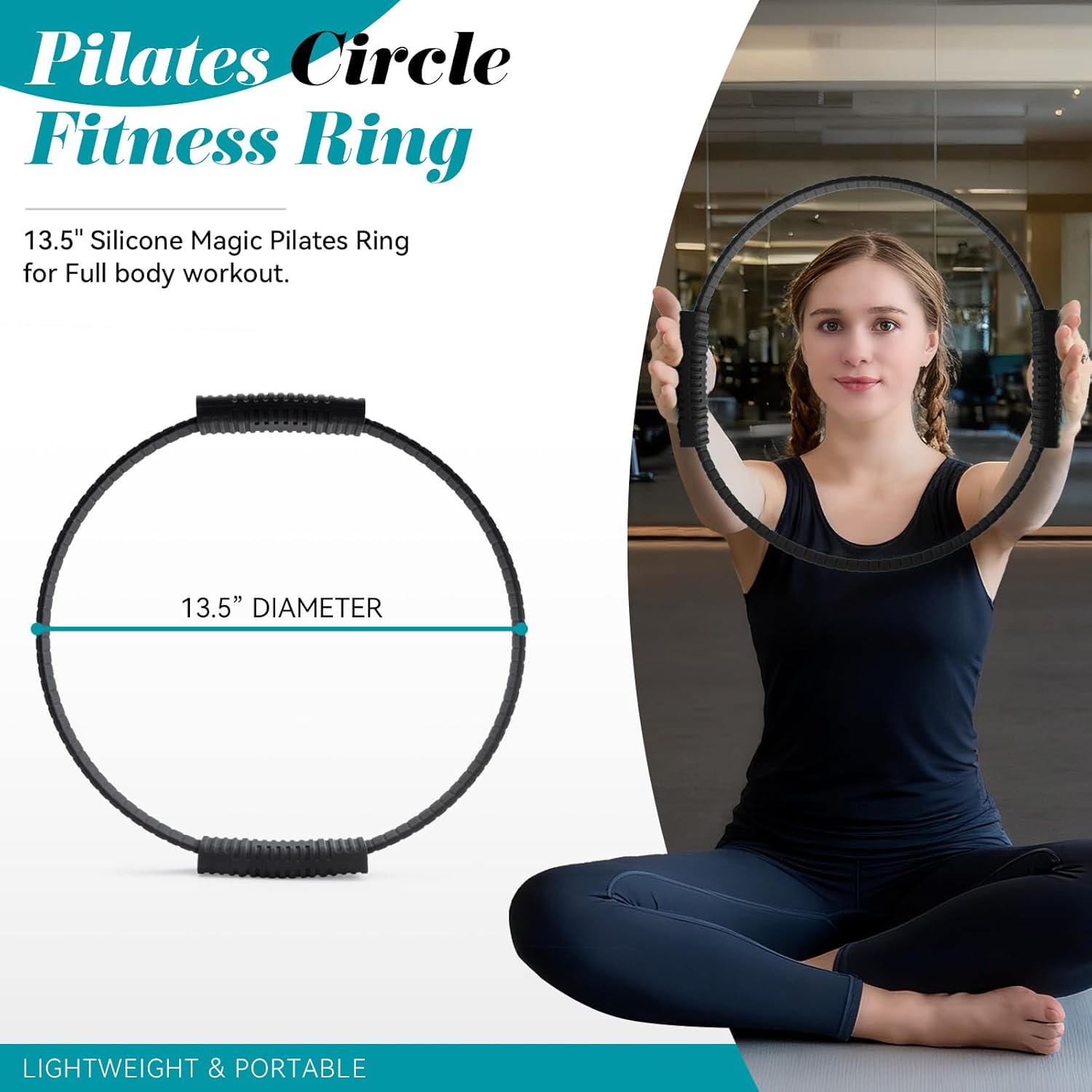 Pilates Ring, Silicone Magic Pilates Rings, Lightweight & Durable Flexible Fitness Circle Exercise Equipment for Toning Arms, Thighs,Legs, Core,Yoga & Physical Therapy - Image 2