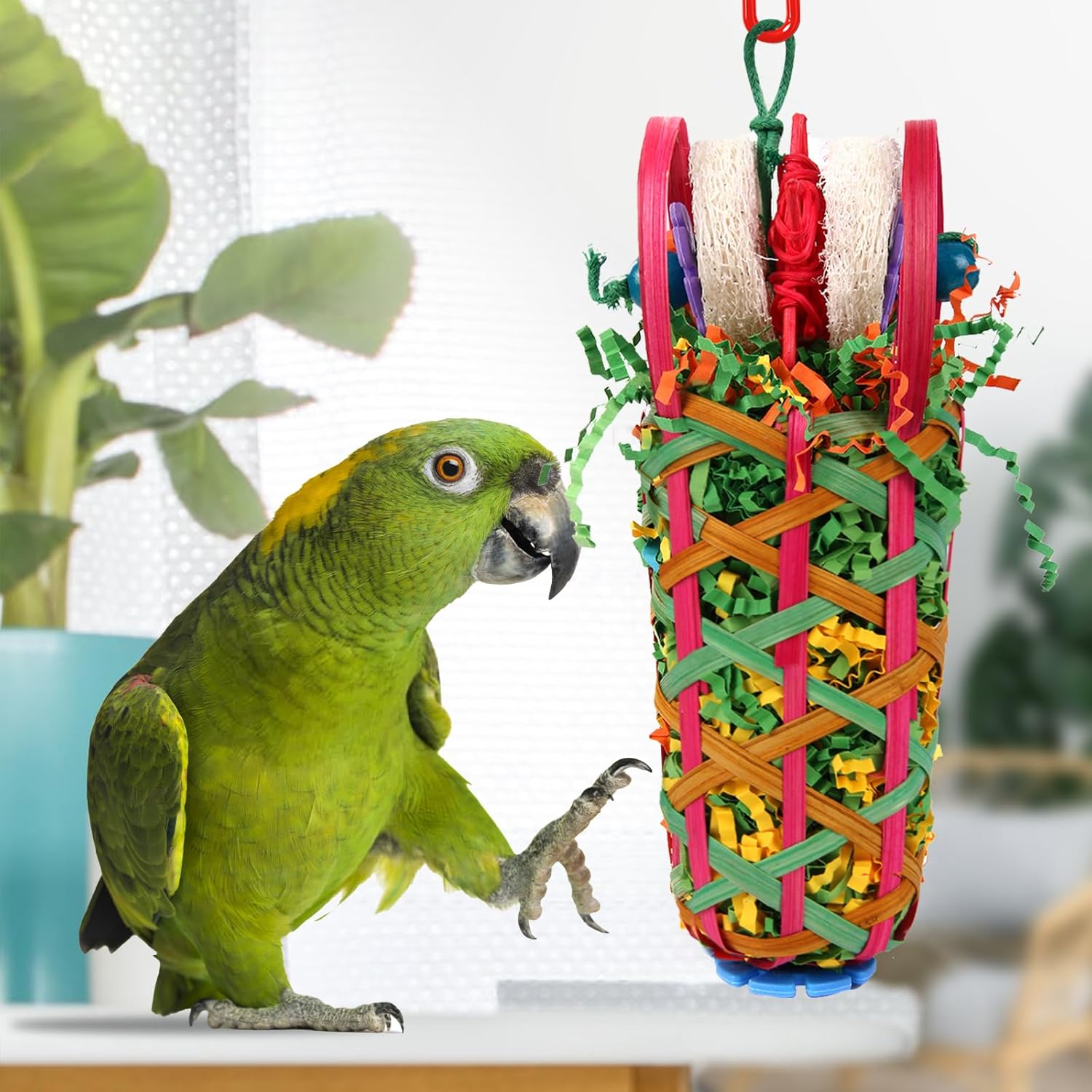 Kyouki Parakeets Toys, 2 PCS Bird Chewing Toys – Perfect for Cockatoos, Conures, Love Birds, Small & Medium Parrots, Fun Foraging & Tearing Bird Cage Accessories (Seeking Food Basket) - Image 6