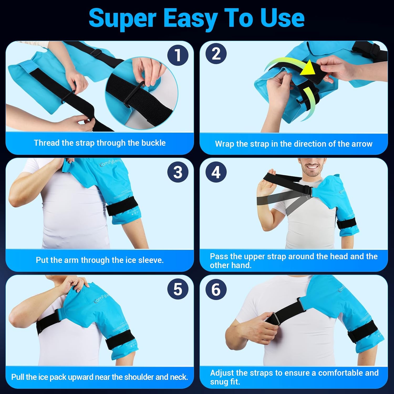 Comfytemp Shoulder Ice Pack Rotator Cuff Cold Therapy Wrap, FSA Eligible HSA, Gel Packs for Injuries Reusable Hot Cold Compress Shoulder Brace for Pain Relief, Men Women Recovery Item (Large/X-Large) - Image 4