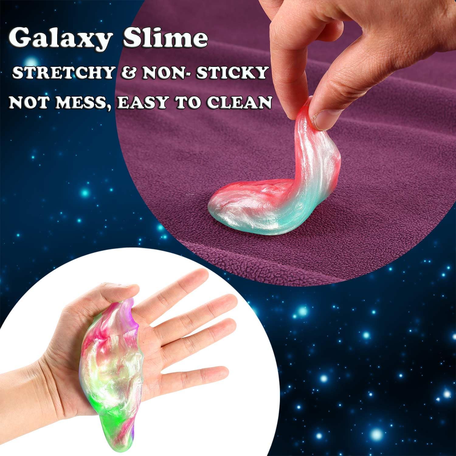 Galaxy Slime Party Favors 30 Pack, Stretchy, Non-Sticky, Non-Mess Party Favors Fidget Toy for Girls and Boys Christmas Stocking Stuffers - Valentine Kids Slime, Classroom Reward - Image 2
