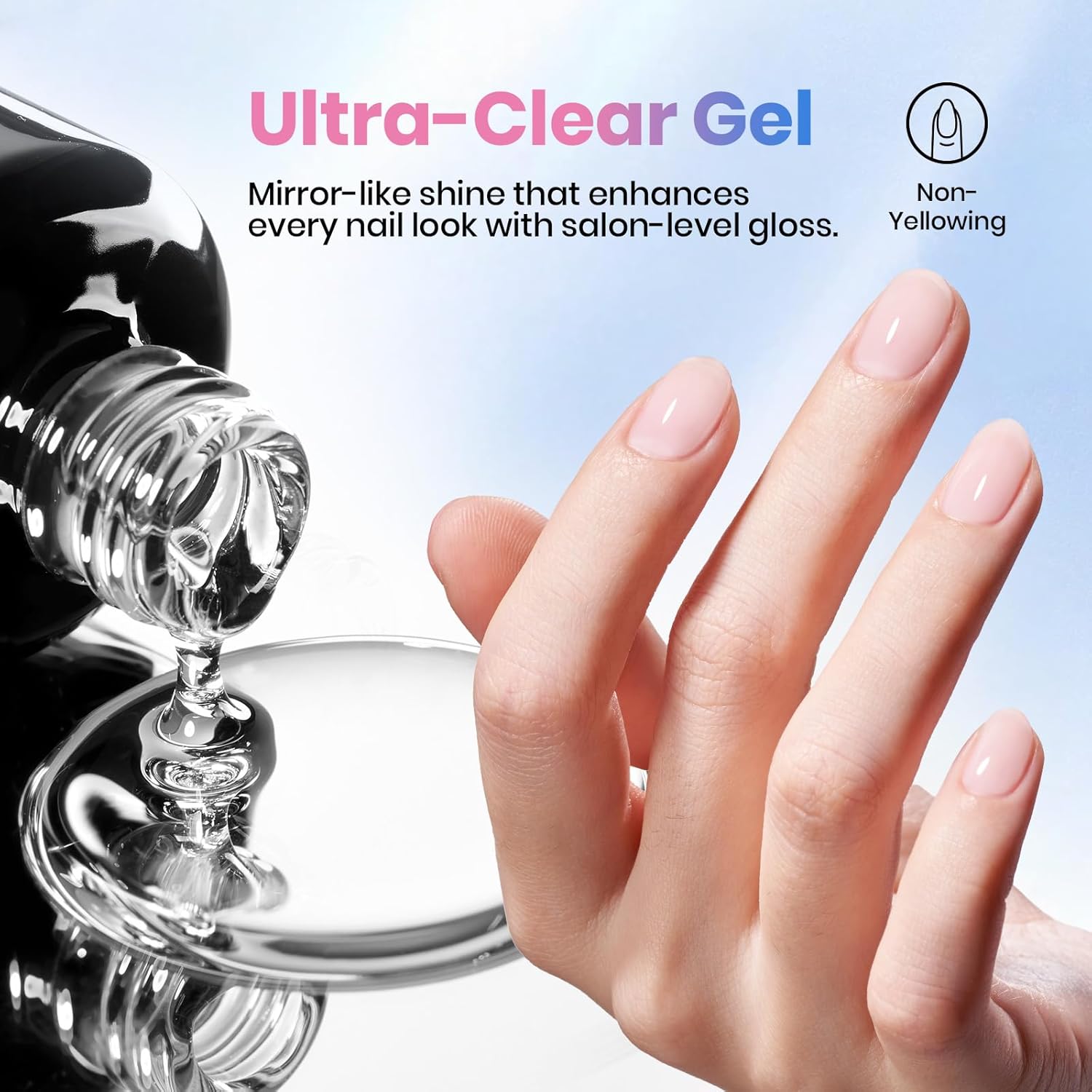 Beetles 2 Pcs 15ml No Wipe Gel Top Coat and Base Coat Set - Shine Finish and Long Lasting Soak Off LED Nail Lamp Gel Base Top Coat Finish Nail Art Design Stay Lock Shine Duo Manicure Gifts for Women - Image 7