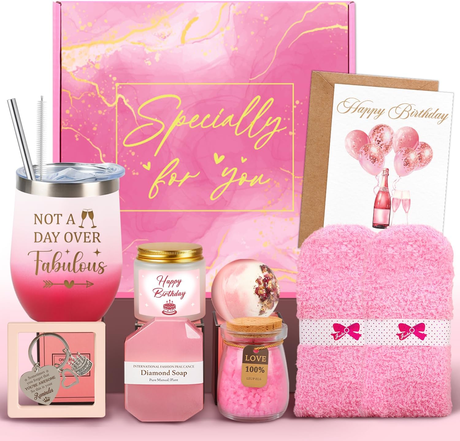 Birthday Gifts for Women, 11PCS Not A Day Over Fabulous Happy Birthday Gifts for Women Self Care Relaxing Spa Gift Basket Birthday Gift Ideas for Woman Birthday Present for Her, Mom, Wife, Sister