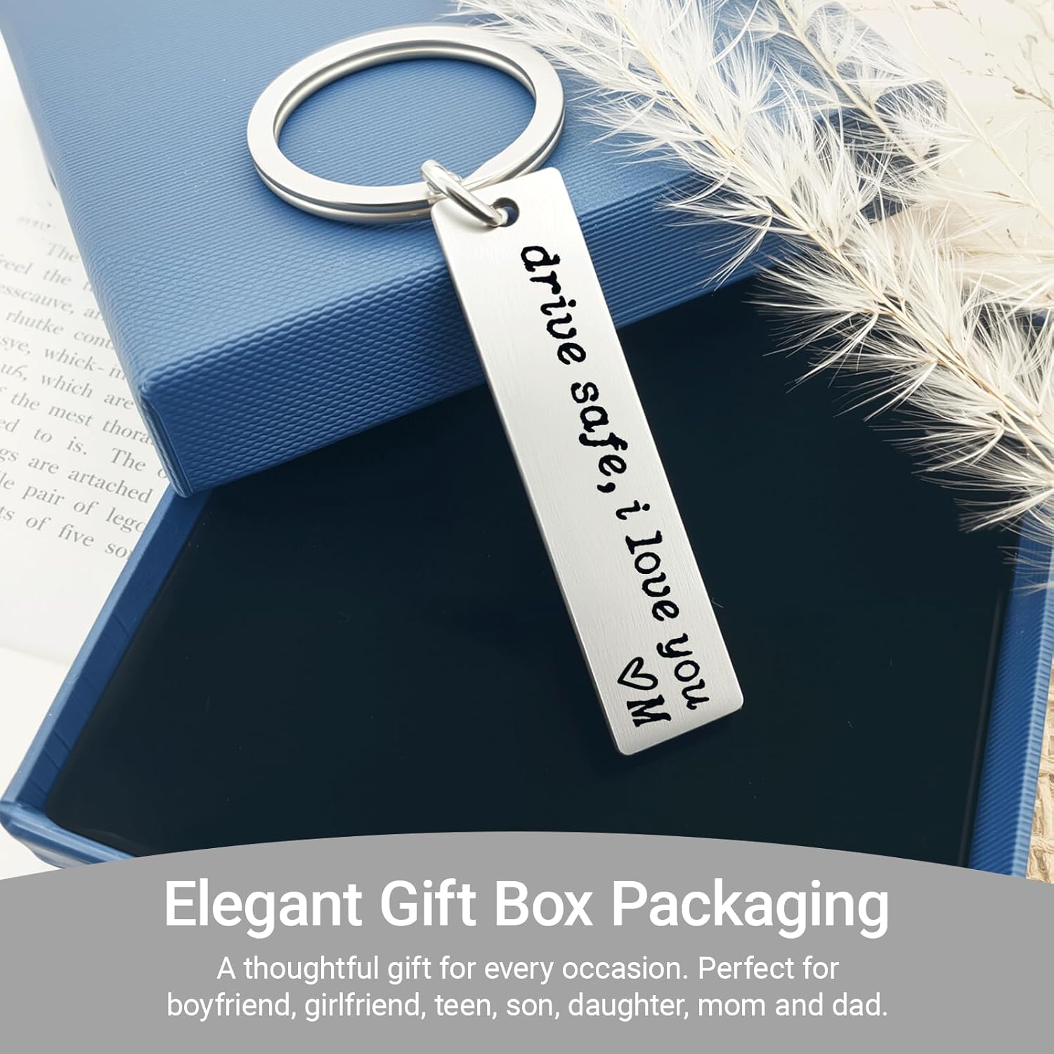 ZEARPT Drive Safe I Love You Keychain, A–Z Initial Engraved Stainless Steel Key Ring, Personalized Gift for Boyfriend, Husband & Family Members - Image 5