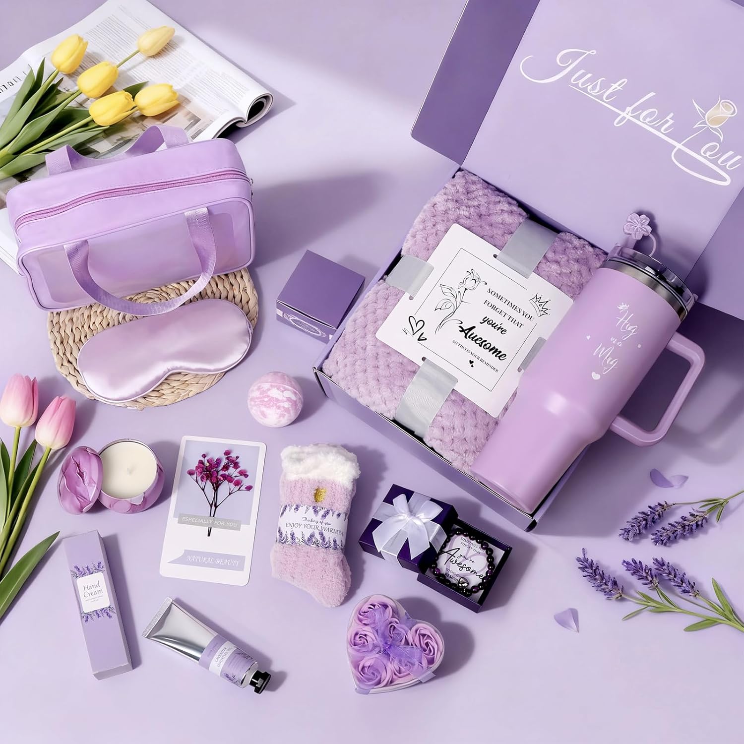 Birthday Gift for Women, Luxury Self Care Spa Gift Basket with Blanket for Mom, Wife, Sister, Friend, Girlfriend, Grandmother, Get Well Soon & Christmas gift for Her - Image 3