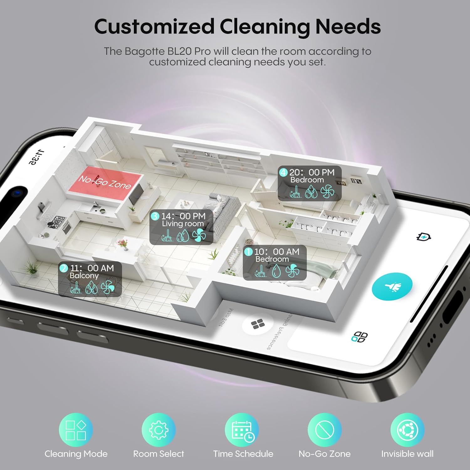 Robot Vacuum and Mop, 6000Pa Robotic Vacuum with Mapping, Self-Emptying Station for 90 Days Hands-Free Cleaning, LiDAR Navigation, No-Go Zones, Wi-Fi/App/Alexa Voice Control, for Carpets Hard Floors - Image 6
