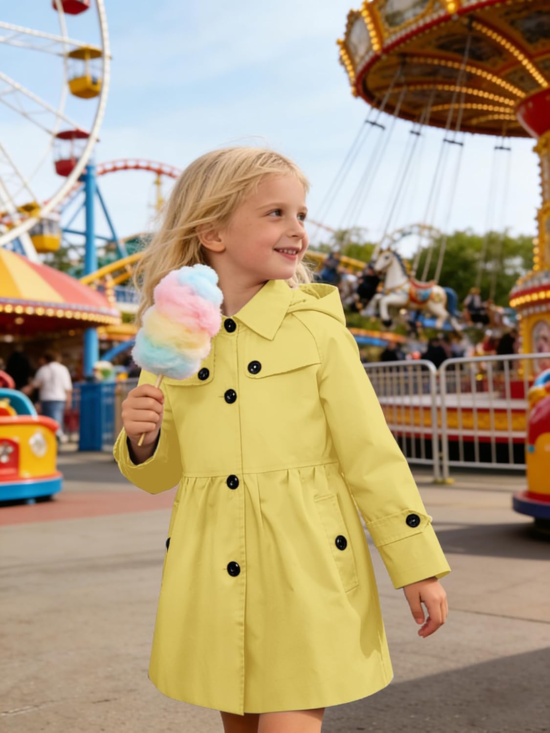 Betusline Girl's Rain Jackets Lightweight Waterproof Hooded Trench Coat Raincoats for Kids,2-14 Years - Image 2