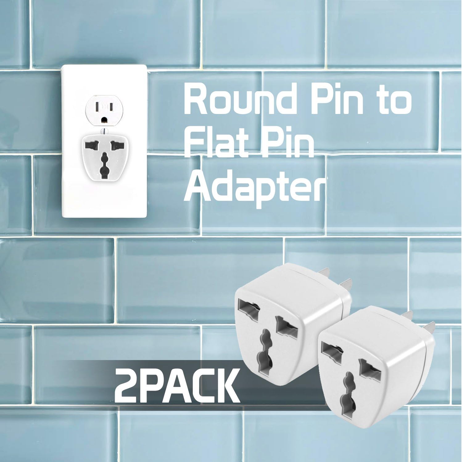 Cellet Universal Travel Adapter: Seamless Plug Conversion for International Travelers AC Wall Power Adapter to Convert China, UK, AU, EU & Other Plugs to US, Mexico, Canada Plug (2PACK) (Type-A) - Image 3