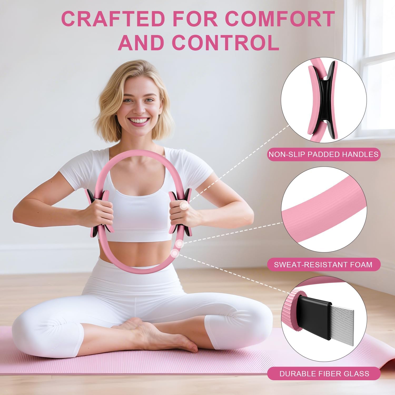 Home Pilates Essentials Kit for Women - Complete Set with 9" Yoga Ball, Figure 8 Resistance Band, Pilates Bands, Accessories, and Pilates Ring - Perfect for Beginners Home Workouts - Image 4