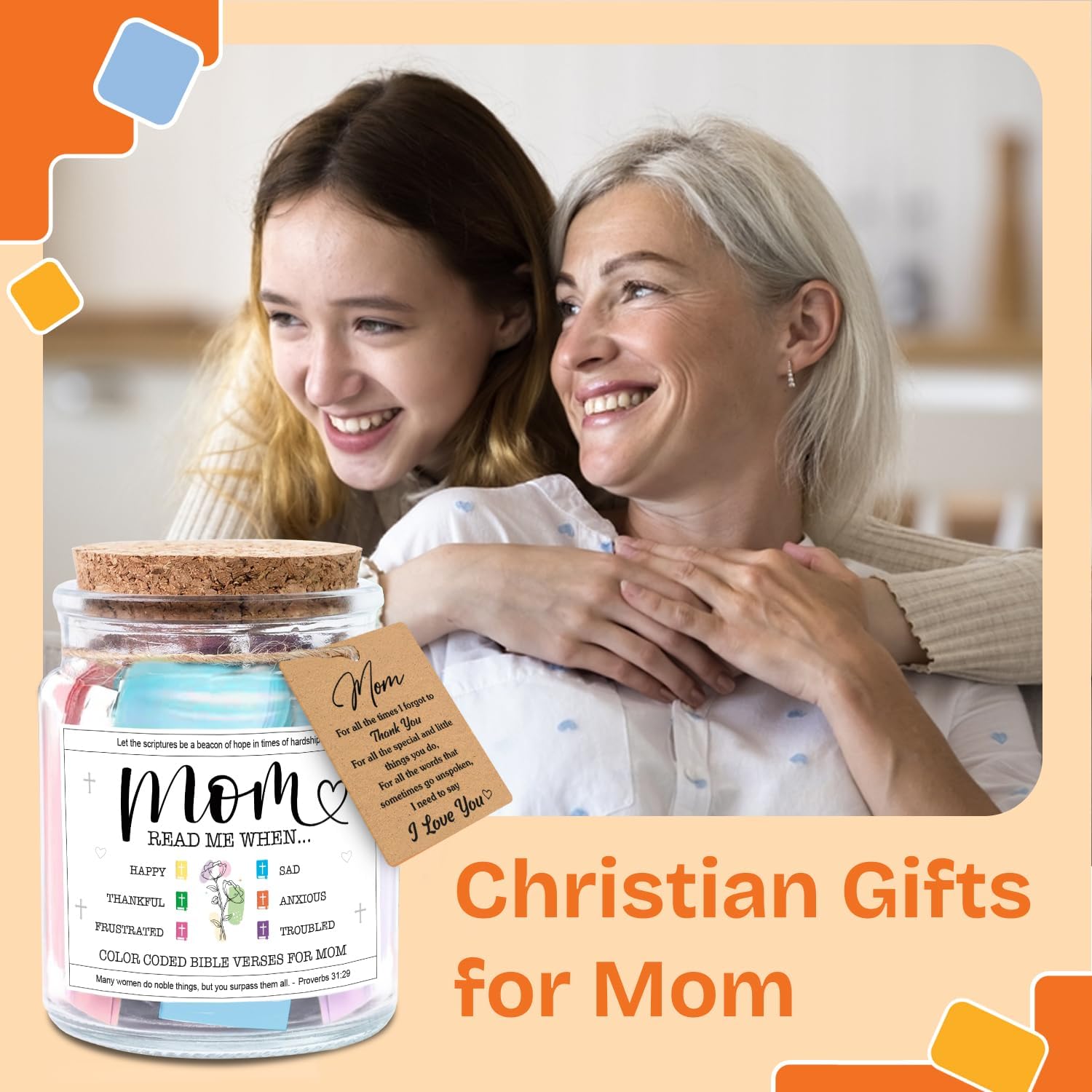 NewEleven Mothers Day Gifts For Mom, Mom Gifts From Daughters Son on Mother Birthday, Bible Jar, Christian Gift for Wife, Thank You Gift Decorative Inspirational Scripture Jar with 92 Bible Verses - Image 7