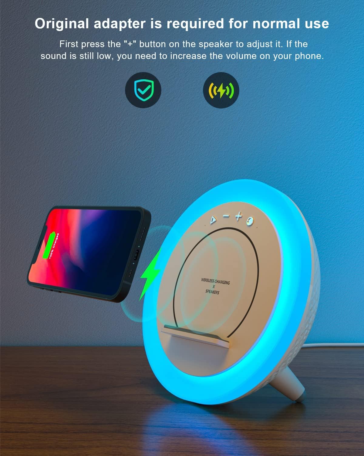 SIDVAR Bluetooth Speaker Night Lightsr,Wireless Charging Modern Speaker,Best Teenage Birthday Gift Ideas Tween Girls Gifts - Image 2