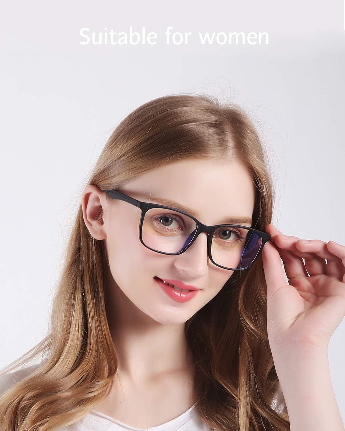 ANRRI Blue Light Blocking Glasses, Anti Eyestrain Lens Lightweight Frame Eyeglasses, Black, Men/Women - Image 3