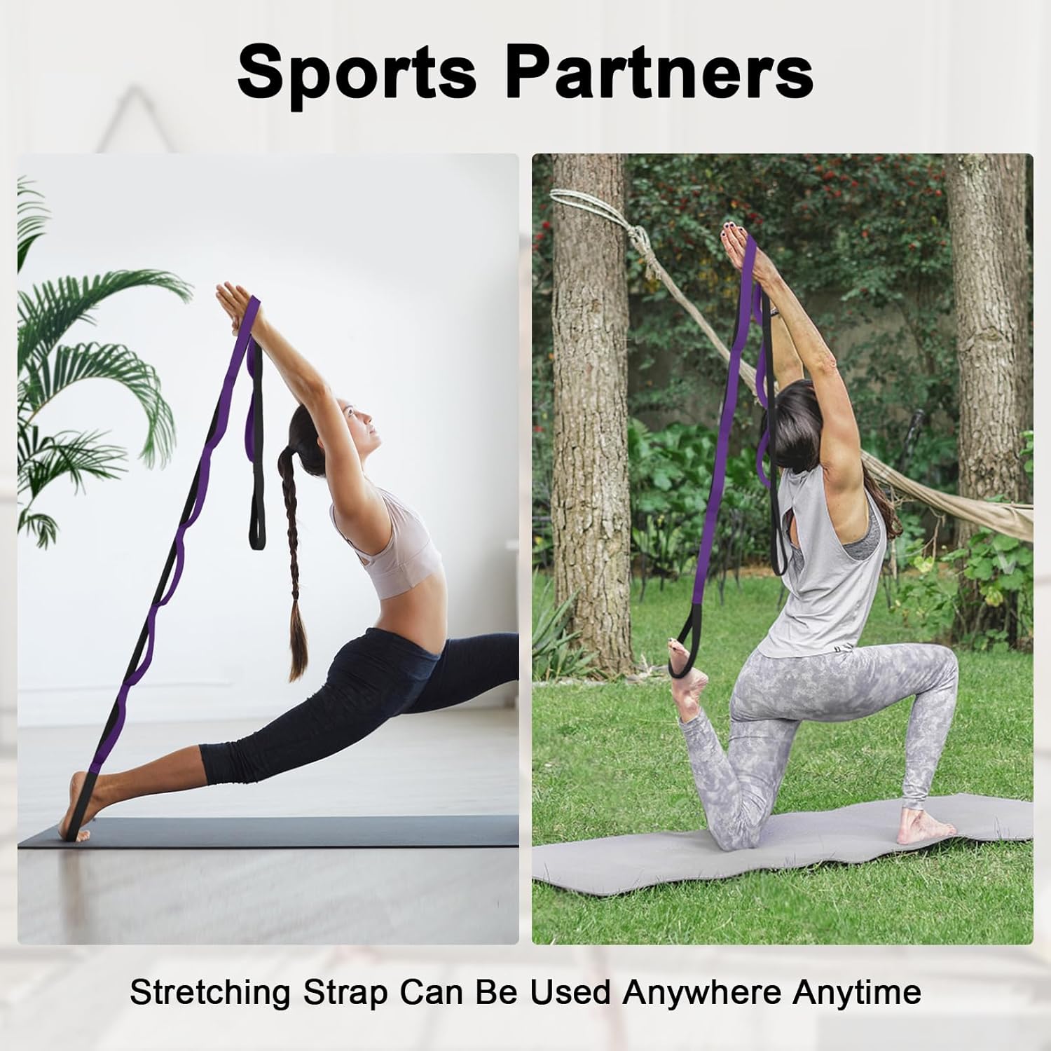 Yoga Strap for Stretching with 10 Loops Inelastic Soft Polyester Cotton Stretch Out Band for Exercise, Yoga, Pilates and Dance for Men and Women - Image 6