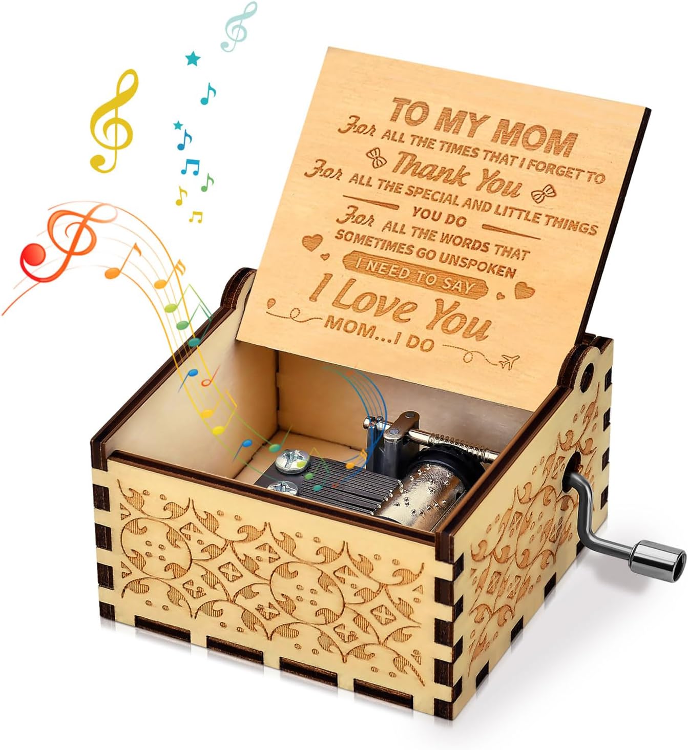 Likeny Mothers Day for Mom Gifts from Daughter Son for Mothers Day Birthday Best Mama Hand Crank Music Box
