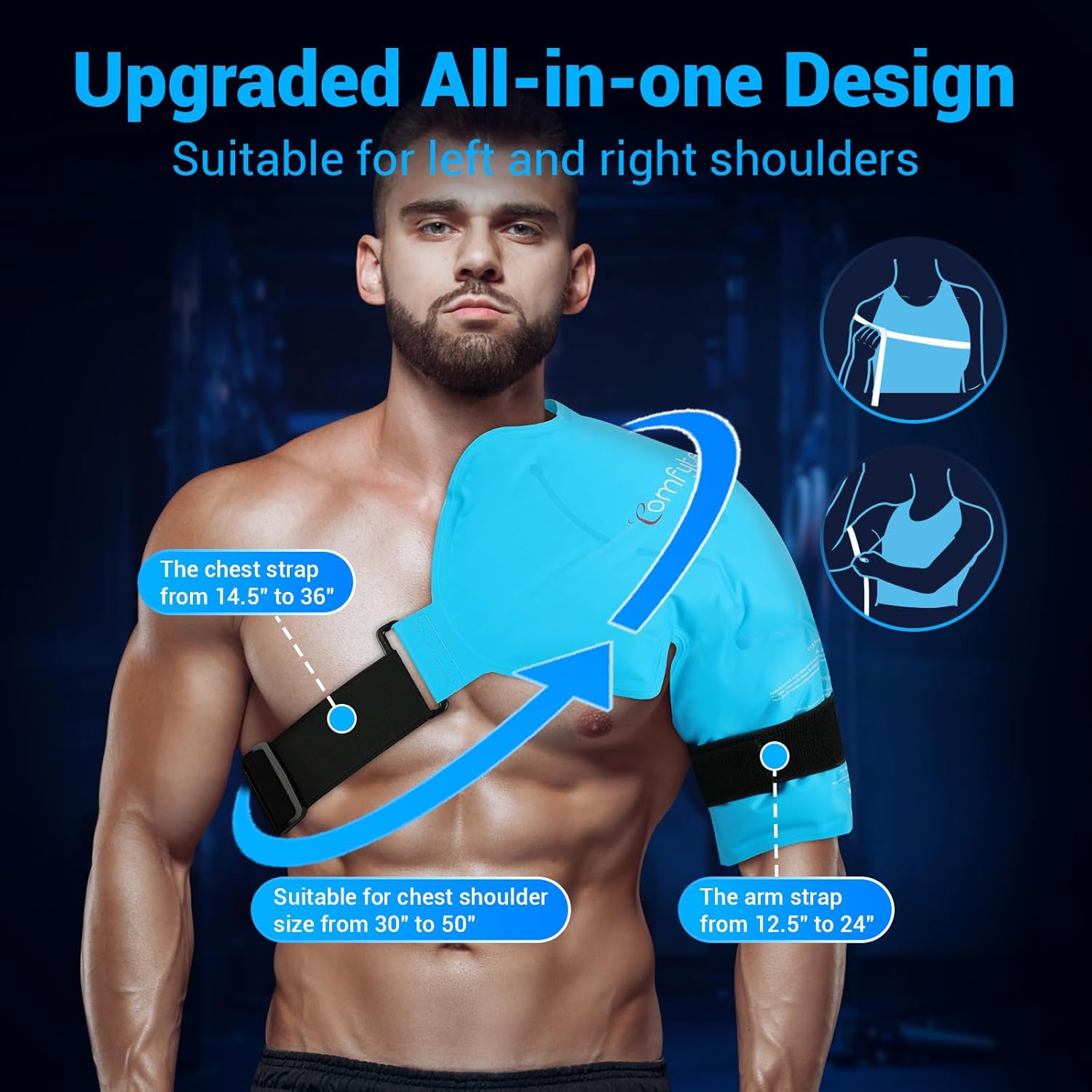 Comfytemp Shoulder Ice Pack Rotator Cuff Cold Therapy Wrap, FSA Eligible HSA, Gel Packs for Injuries Reusable Hot Cold Compress Shoulder Brace for Pain Relief, Men Women Recovery Item (Large/X-Large) - Image 3